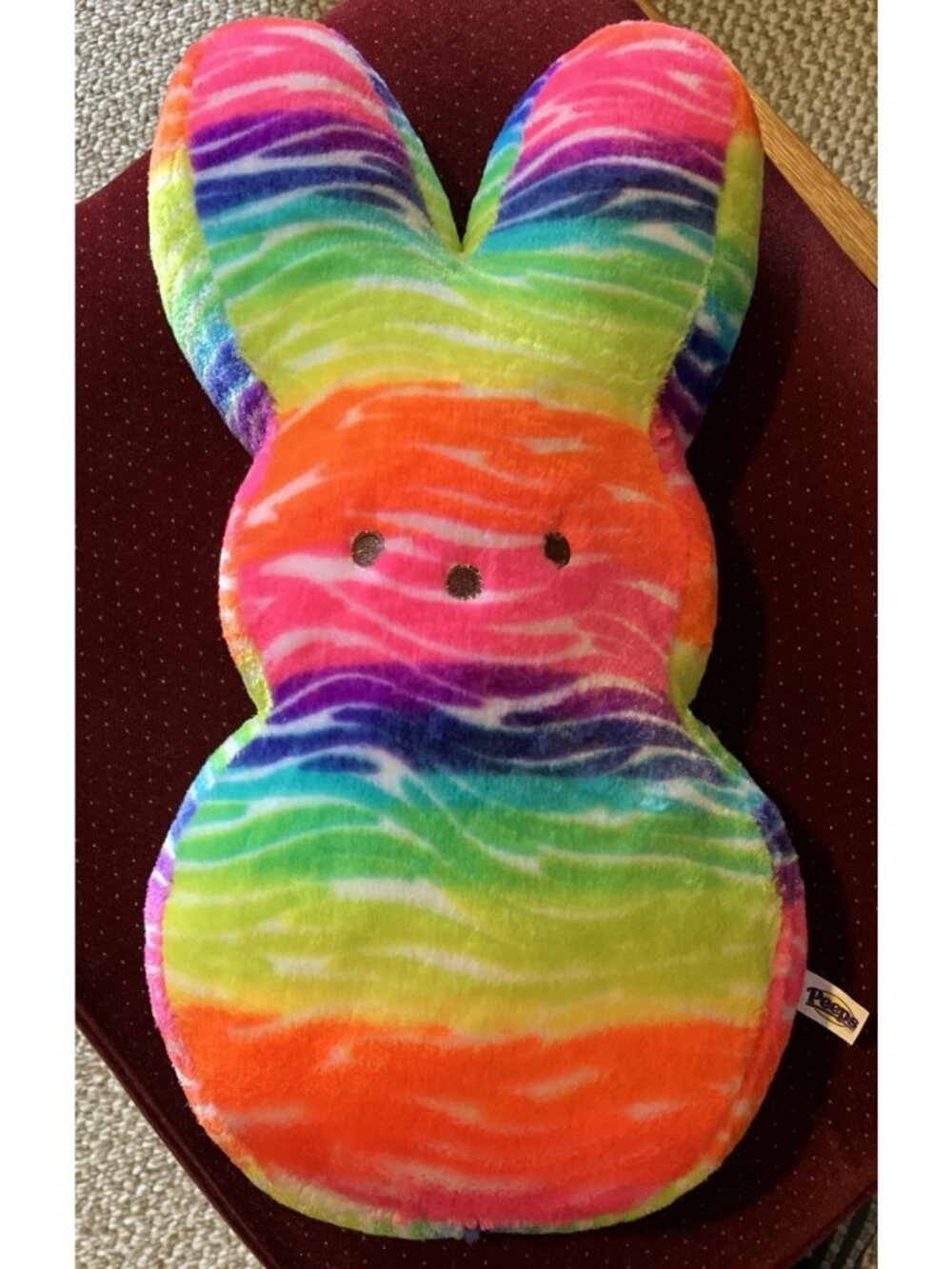 Peeps Bunny Plush Neon Rainbow Multi-Color 17" Just Born 2018 Great Condition